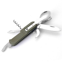 Ensemble de couverts pliables multifonctionnels en acier inoxydable pour le camping et les voyages, vente en gros