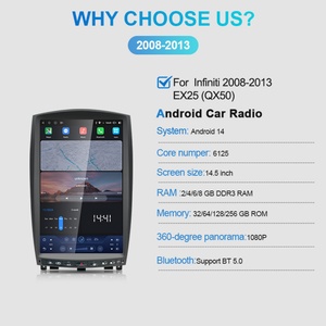 Navihua 14.5" Auto <b>Stereo</b> Tesla Style Android Radio Carplay Multimedia Monitor for Infiniti EX25 E35 EX37 EX30D 2008-2013 QX50 - Product Image 6