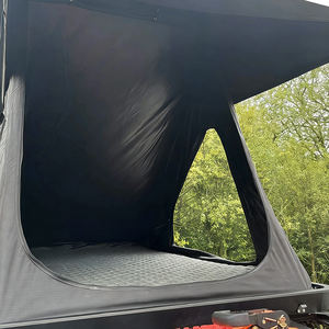 Carpa de techo triangular para camping, tipo clamshell, color negro y gris, de aluminio, para 4 personas, con techo rígido. - Product Image 1