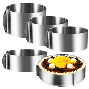 6-12 Zoll verstellbarer Kreis runder Kuchen ring Höhe Backform Dessert höhe Einstellbare versenkbare Mousse Key Metall form