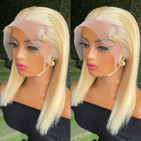 Peluca frontal de encaje transparente HD 13x6 rubia virgen con reflejos 613 para mujer, peluca bob rubia miel de encaje completo, cabello humano