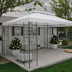 Pavillon gazebo de jardin en métal vintage avec cadre en acier et matériau de voile en PC traité sous pression, carports et auvents inspirés de la nature - Product Image 3