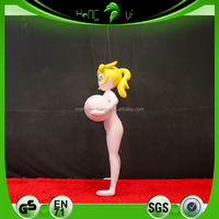 Poupée gonflable personnalisée en PVC, modèle fille aux cheveux jaunes et aux gros seins, durable pour adultes et fans