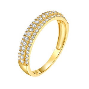 Anillo de Eternidad de Moissanita en Oro Amarillo para Mujer, Corte Brillante Redondo, Engaste Pavé, Estilo Clásico, Joyería de Boda - Product Image 1
