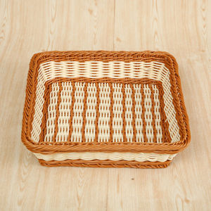 Cesta de bambú tejida a mano, imitación ratán, rectangular, apilable, para uso en la cocina, tamaño M - Product Image 2