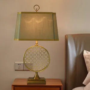 Chinese style grid zen decorative Retro led table lamp for Living room coffee table book bedroom bedside