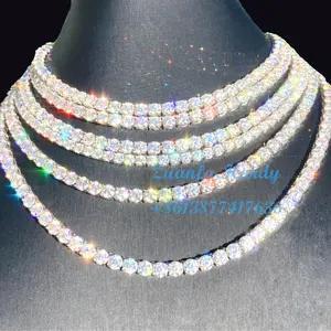 Vente en gros de bijoux Moissanite au prix d'usine 2mm 3mm 4mm 5mm 6.5mm VVS Chaîne de tennis en diamant Moissanite 925