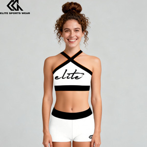 Trắng và đen Cô Gái Thể Thao Áo ngực hoạt động đào tạo hàng đầu mặc cho đội cổ vũ Crop <span class=keywords><strong>Top</strong></span> và ngắn - Product Image 1