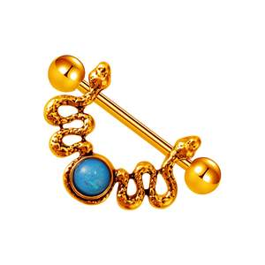 Piercing <span class=keywords><strong>de</strong></span> Pezón Tipo Serpiente, Barra Roscada Azul, Anillos para el Pecho, Joyería <span class=keywords><strong>de</strong></span> Acero Inoxidable para Piercing Corporal - Product Image 4
