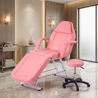 Fauteuil de massage électrique pliable multifonctionnel à 3 sections en cuir PU, éponge haute densité, cadre en acier, design moderne pour la beauté