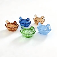 Plateau à bijoux moderne en verre et cristal en forme de poulet, organisateur de bureau, décoration d'intérieur, rangement pour anniversaire, ornement