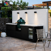 Cuisine extérieure préfabriquée JOYEDA en gros avec toit relevable hydraulique, barbecue et évier intégrés pour patio et jardin résidentiels