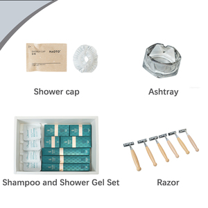 <span class=keywords><strong>Kit</strong></span> dentaire d'hôtel avec brosse à dents en bambou à poils doux, peigne en <span class=keywords><strong>bois</strong></span> et chaussons jetables antidérapants bleu marine - Product Image 2