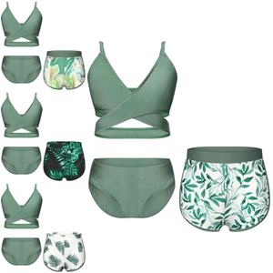 5-14 filles 3 pièces Bikini maillot de bain hauts avec bas et shorts ensembles maillots de bain pour leçons de natation vacances bain <span class=keywords><strong>Hawaii</strong></span> - Product Image 1