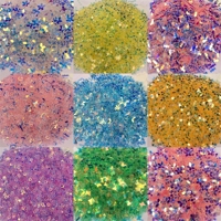 Paillettes en vrac en PVC holographiques transparentes, dorées, en forme d'étoile, de fleur et de papillon, pour nail art et Noël