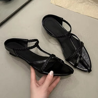 Sandales à bout pointu à livraison rapide, demi-mules plates pour femmes, chaussons élégants en caoutchouc pour femmes