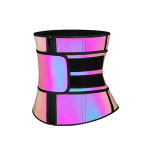 Guaina Modellante Riflettente Arcobaleno con 7 Stecche in Acciaio, Cerniera e Doppie Cinghie a Strappo, per il Controllo della Pancia e il Fitness Quotidiano - Product Image 1