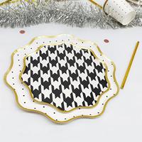 Articles de fête jetables haut de gamme sur le thème de la course automobile DAMAI, noir et blanc, vaisselle de fête, gobelets en papier, serviettes, assiettes