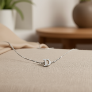 Collana in Acciaio Inossidabile con Ciondolo a Lettera D Monofacciale 1cm Collar-D - Product Image 2