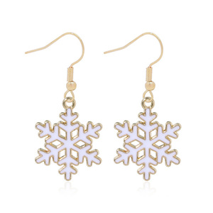 Série de Noël Boucles d'oreilles pendantes à la mode Conception européenne américaine Creative Dripping Oil Incrusté Flocon de neige Bonhomme de neige Béquille Direct - Product Image 5
