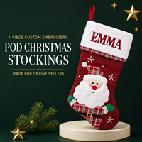 Chaussette de Noël en velours de luxe avec broderie de nom, fabrication sur commande (POD) par le fabricant
