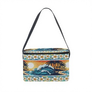 Sac isotherme de style simple pour 12 canettes, motif fleur de frangipanier, plage et île, impression personnalisée, pour bière et aliments, boîte de rangement thermique - Product Image 1
