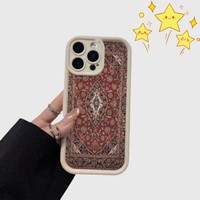 Coques de téléphone antichoc à motif tapis pour iPhone 17 Air 16 15 Plus Pro Max 14 13 12 11 X XR – Protection arrière anti-chute