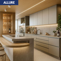 Meuble de cuisine mural Allure, design de luxe compact, laqué, durable, contemporain, personnalisé, intelligent, en MDF, avec évier et robinet