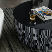 Meubles de salon Table basse ronde en verre trempé Table en marbre Socle pour la maison Intérieur
