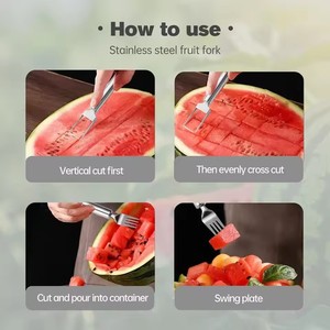 2 in 1 Stainless Steel Fruit <b>Cutter</b>, 2024 New <b>Watermelon</b> Fork Slicer <b>Cutter</b> Slicer Tool, Dual Head Fruit Forks Slicer Knife - Product Image 4