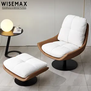 Мебель WISEMAX, итальянский дизайн, мебель для гостиной, металлическое основание, ткань, кожа, акцент, стул с подставкой для ног для дома, отеля