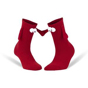 Calcetines Magnéticos para Parejas Alibaca, Rojos, de Felpa, Regalo para el Día de San Valentín, con Manos Entrelazadas y Ojos 3D, 1 Par - Product Image 5