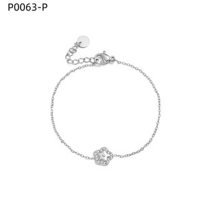 Amy <b>Cute</b> Fashion Zinc Alloy Silver Plated Flower Zirconia Chain <b>Bracelet</b> Women's Jewelry Gift P0063 - Product Image 1