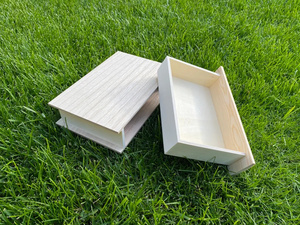 미완성 나무 책 모양 장식 잠금 상자 소나무 상자 DIY 나무 상자 - Product Image 4