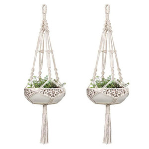 Intérieur Suspendu Porte-<span class=keywords><strong>Plante</strong></span> <span class=keywords><strong>Pot</strong></span> 2 Pack 42 Pouces En <span class=keywords><strong>Macramé</strong></span> Cintres D'intérieur de Corde De Coton Blanc <span class=keywords><strong>Pot</strong></span> De Fleur <span class=keywords><strong>Pot</strong></span> Suspendu Panier - Product Image 1