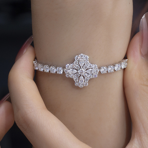 Pulsera Clásica MSB-572 de Plata 925 con Diamantes Blancos en Corte Pera y Diamantes de Laboratorio - Product Image 4