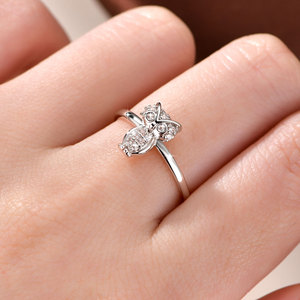 Anillos de Búho con Micro Pavé de Circonitas, Minimalistas y Lindos, de Cobre con Baño de Oro de 14K, Joyería de Moda que No se Deslustra para Niñas - Product Image 5
