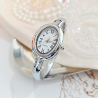Montres ovales élégantes sans logo pour femmes et jeunes filles – Simples, argentées, dorées, mignonnes, élégantes, minimalistes, type bracelet – Vente chaude
