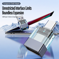 Adaptateur bidirectionnel USB-A vers Type-C à coque transparente pour téléphone portable et PC/ordinateur portable, transfert de données stable, compatibilité caméra