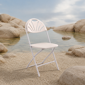 Fan Back Metal Frame Folding Chair-Lightweight Durable Waterproof Comfortable Portable Outdoor Garden Furniture White Warehouse - Product Image 1
