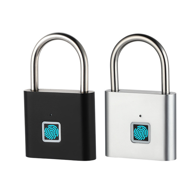 Serrure de porte électronique rechargeable par USB Cadenas intelligent biométrique intelligent sans clé tactile extérieur étanche à empreinte digitale en métal