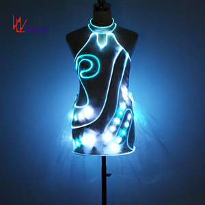 Abito LED Futuristico in Fibra Ottica per Danza Senza Vestiti, Luci LED Natalizie, Abiti Moda Donna - Product Image 3