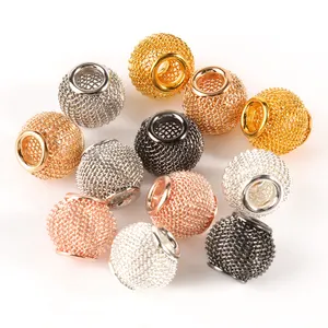 10pcs/bag Gold/Silver/Black Round Metal Ball Mesh Spacer Beads For Craft DIY Bracelet Earrings Jewelry Making