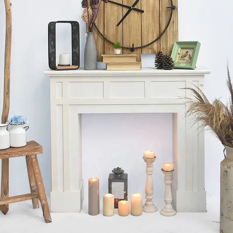 Foyer en bois décoratif Vintage Style français, manteau pour l'intérieur, manche en bois Mdf