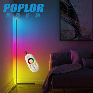 Poplor Led Corner Floor <b>Lamp</b> Rgb <b>Remote</b> <b>Control</b> Adjustable Height Multicolored Lighting For Bedroom Living Room Hotel Decor - Product Image 1