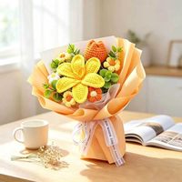 Bouquet de fleurs au crochet fait main, fleurs artificielles tricotées, bouquet emballé, couleur personnalisée, cadeau pour la Saint-Valentin, anniversaire