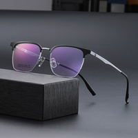 Monturas de Gafas Ópticas de Titanio Puro de Calidad OEM para Hombre, Talla Grande, Media Montura, Estilo Retro, para Negocios