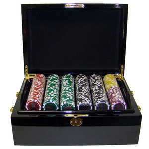 Boîtier en acajou 500 inclus 0.0g de jetons de poker de style Las Vegas pour votre soirée de poker à domicile! - Product Image 1
