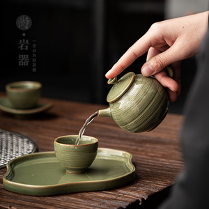Théière en céramique ronde avec couvercle, résistante à la chaleur, pour la préparation du thé Kung Fu, poterie, théière individuelle, mini théière domestique - Product Image 3