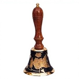 Cloche à main en laiton peinte à la main, cloches d'appel en laiton, designs personnalisés, poignée en bois, cloche à main décorative antique, artisanat en métal, cadeau - Product Image 1